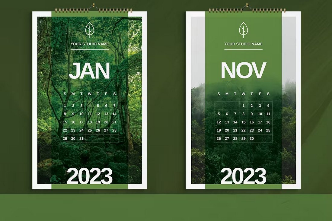 Green Nature Wall Calendar 2023 Template