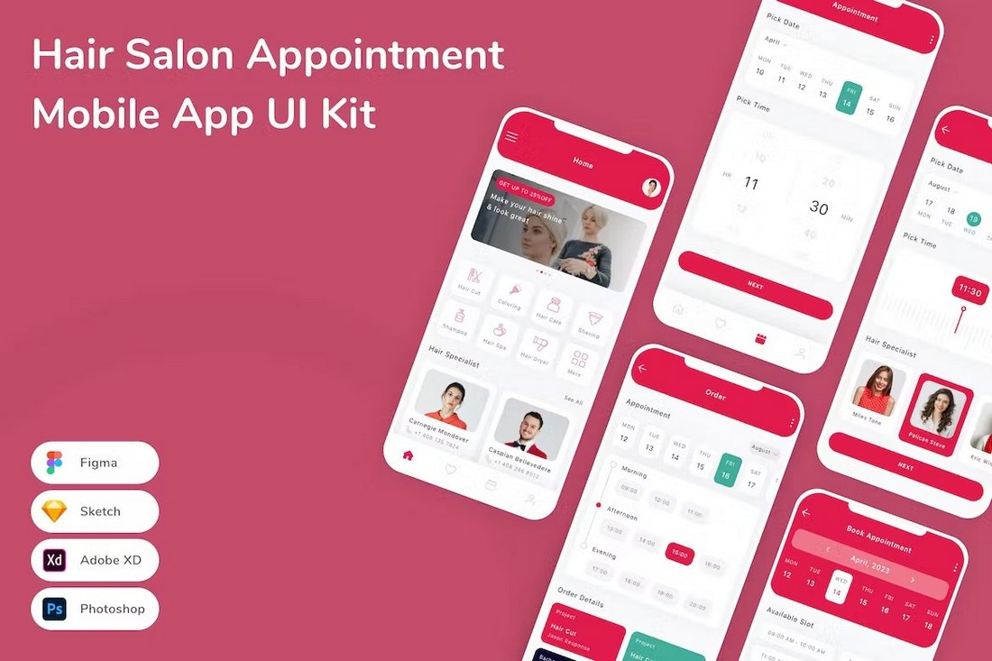 Hair Salon Appointment Figma App Template