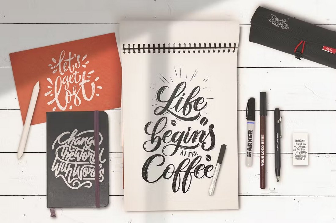 Hand Lettering Scene Photoshop Mockup Creator