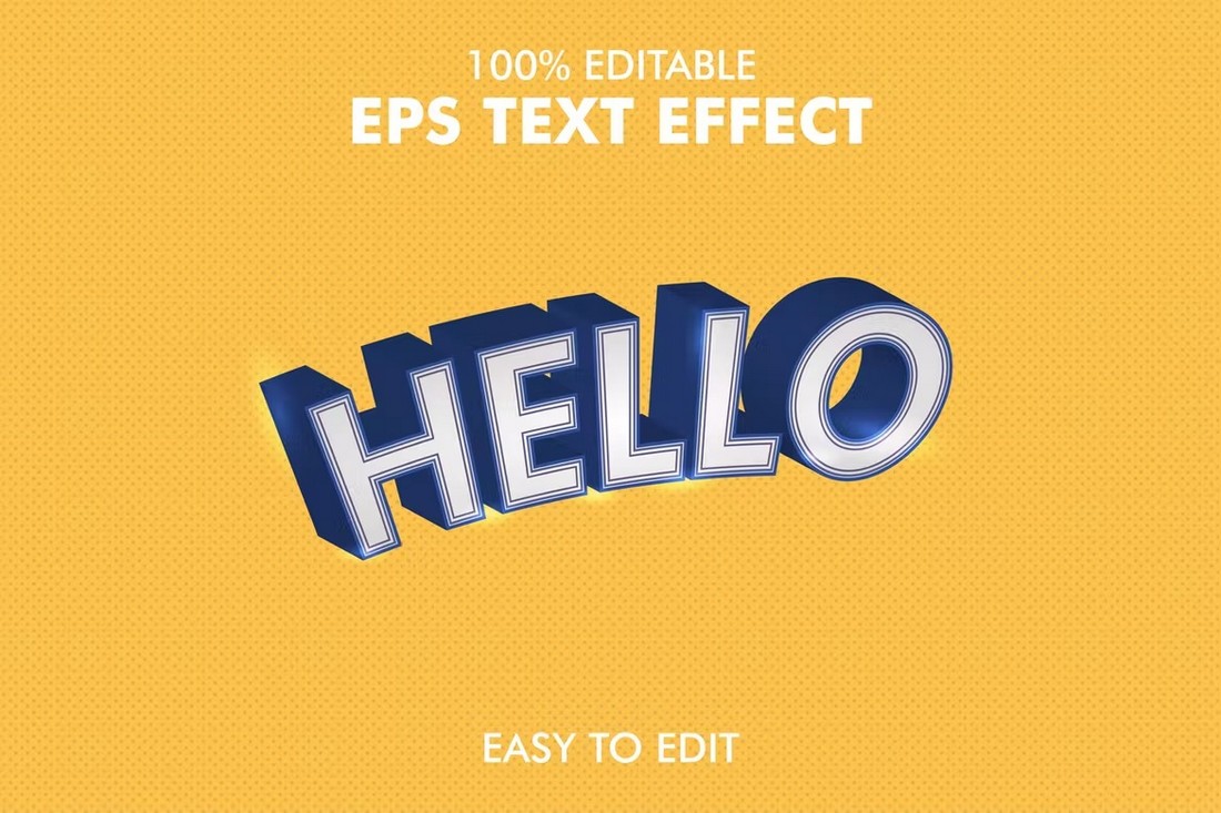 Hello - 3D Text Effect EPS Template