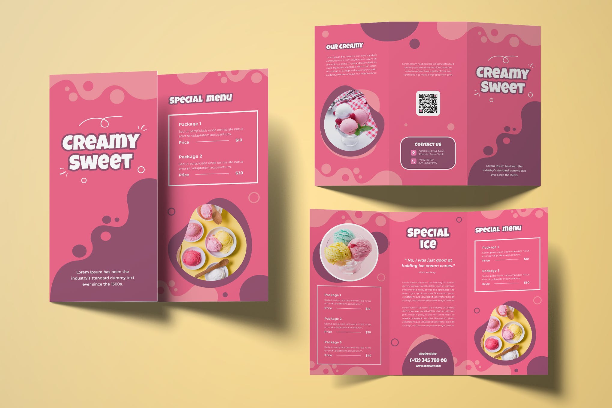 Ice Cream Trifold Brochure Template