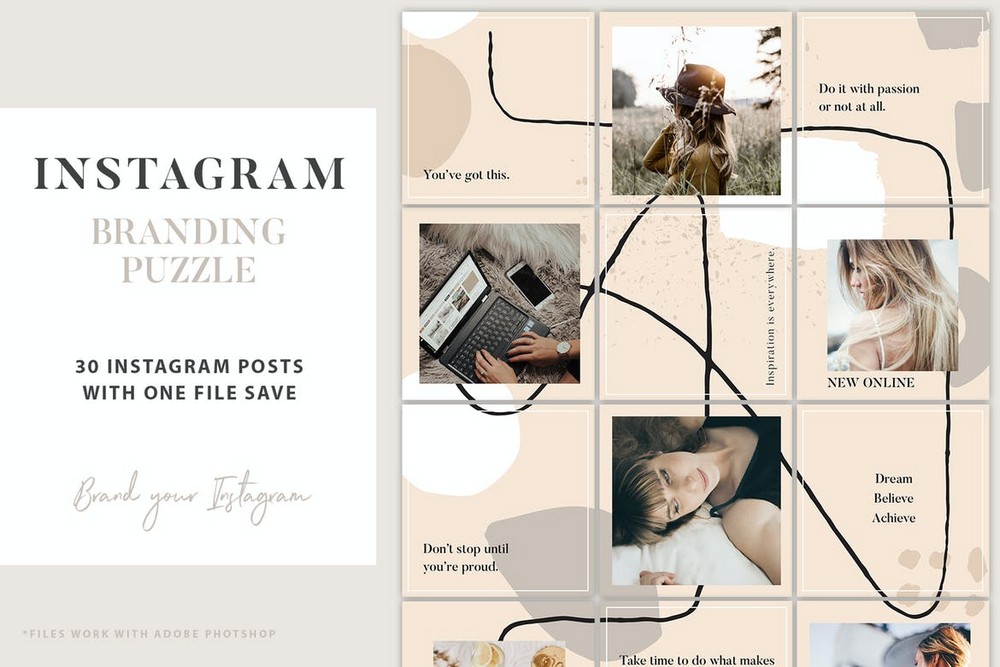 Instagram Grid Branding Puzzle Template