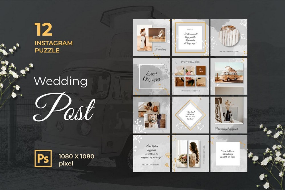 Instagram Puzzle Wedding Grid Template