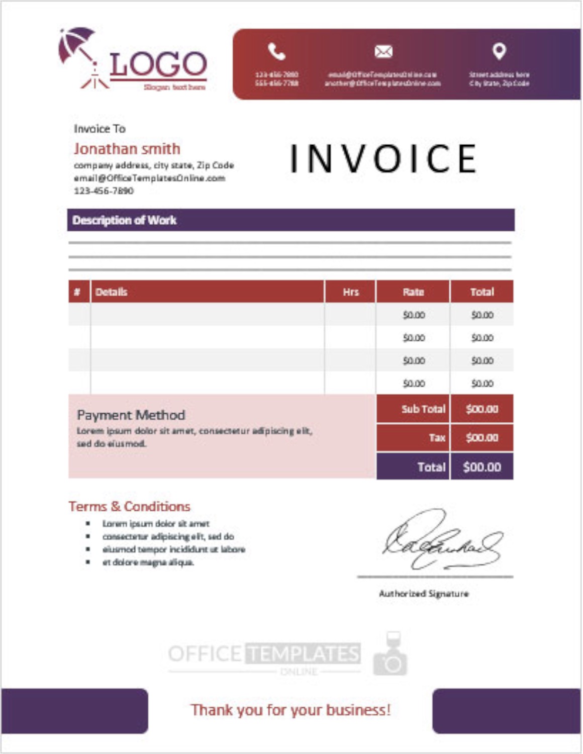 Invoice Template for MS Word