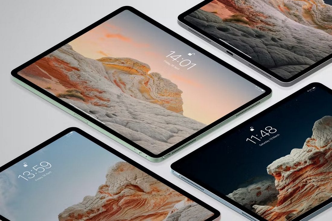 Isometric Apple iPad Mockup Template
