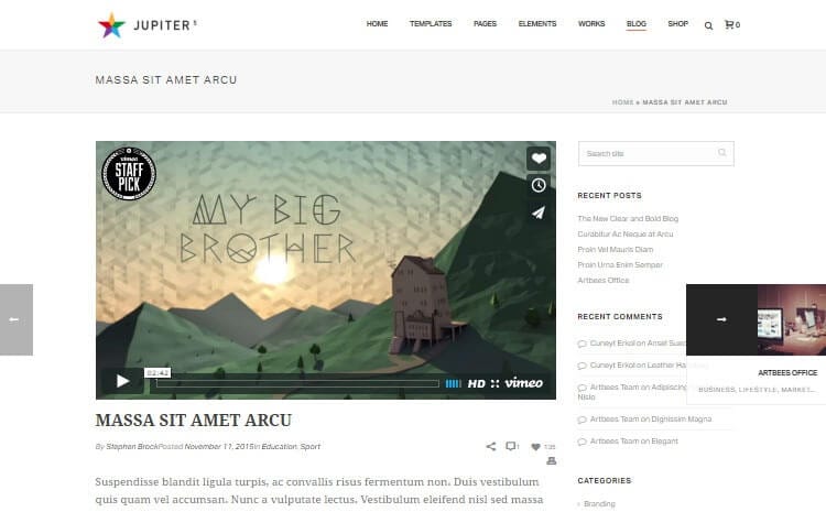 Jupiter WordPress Theme Review Blog