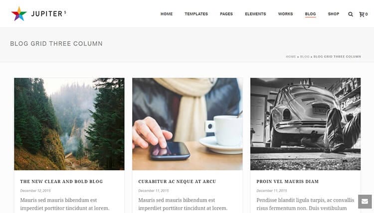 Jupiter WordPress Theme Review Blog Layout