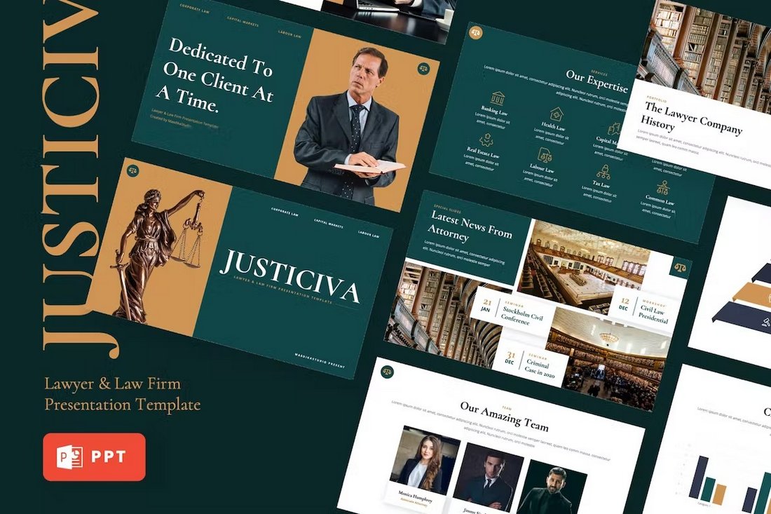 Justiciva - Lawyer & Law Firm Powerpoint Template