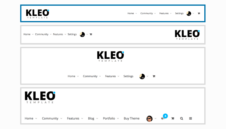 Kleo Theme Header Layouts