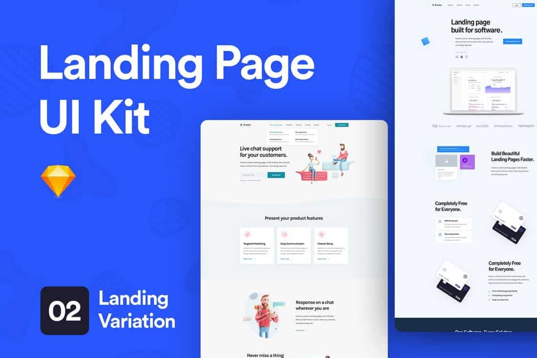 Landing Page UI Kit for Sketch