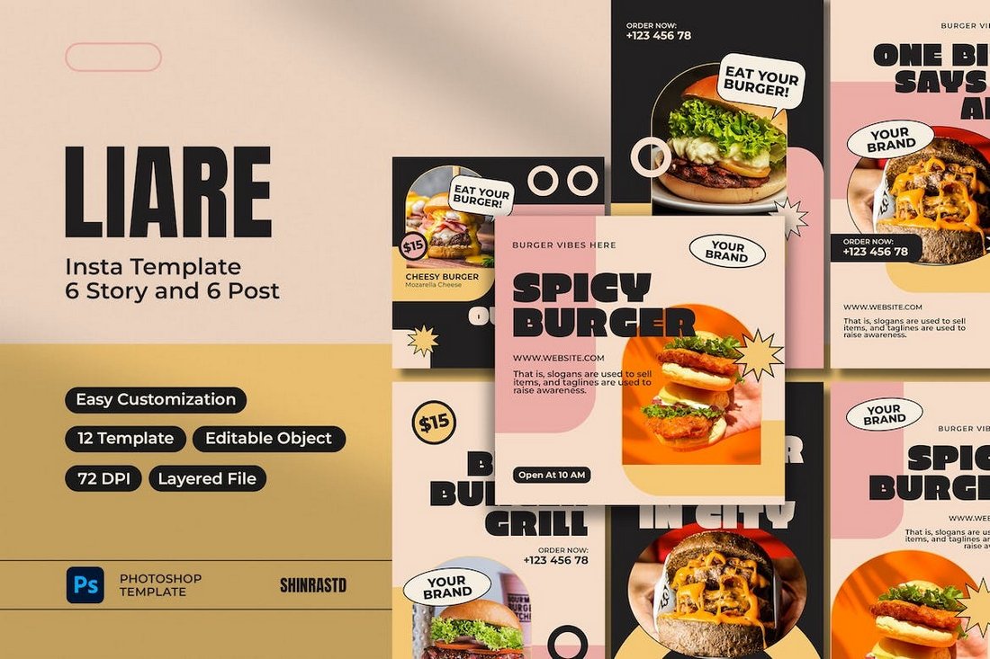 Liare - Burger Shop Instagram Templates