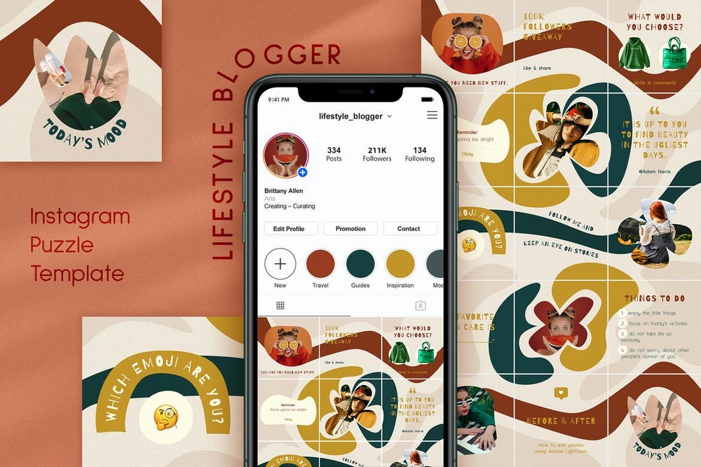 Template Grid Puzzle Instagram Gaya Hidup