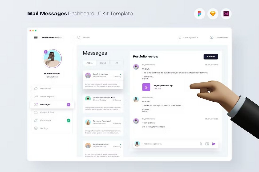 Mail Messages Dashboard Figma Template