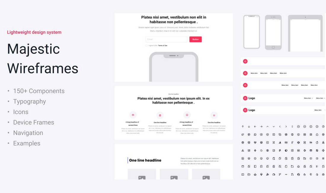 Majestic - Free Figma Wireframe Kit