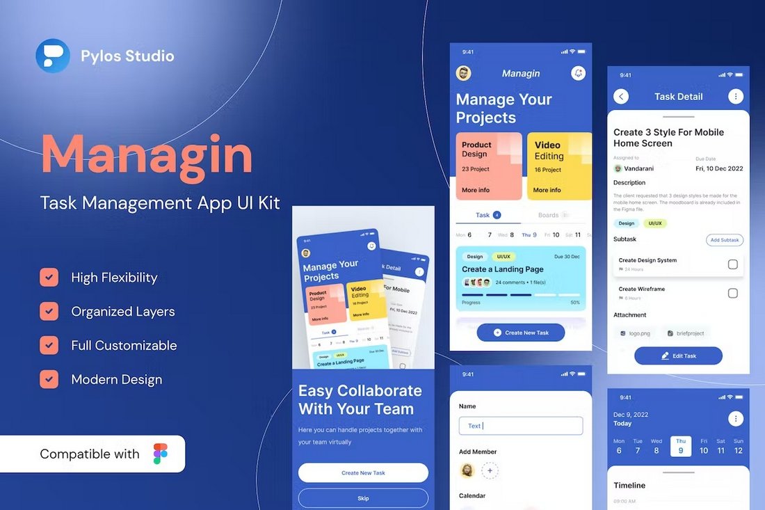 Managin - Task Management App Template for Figma