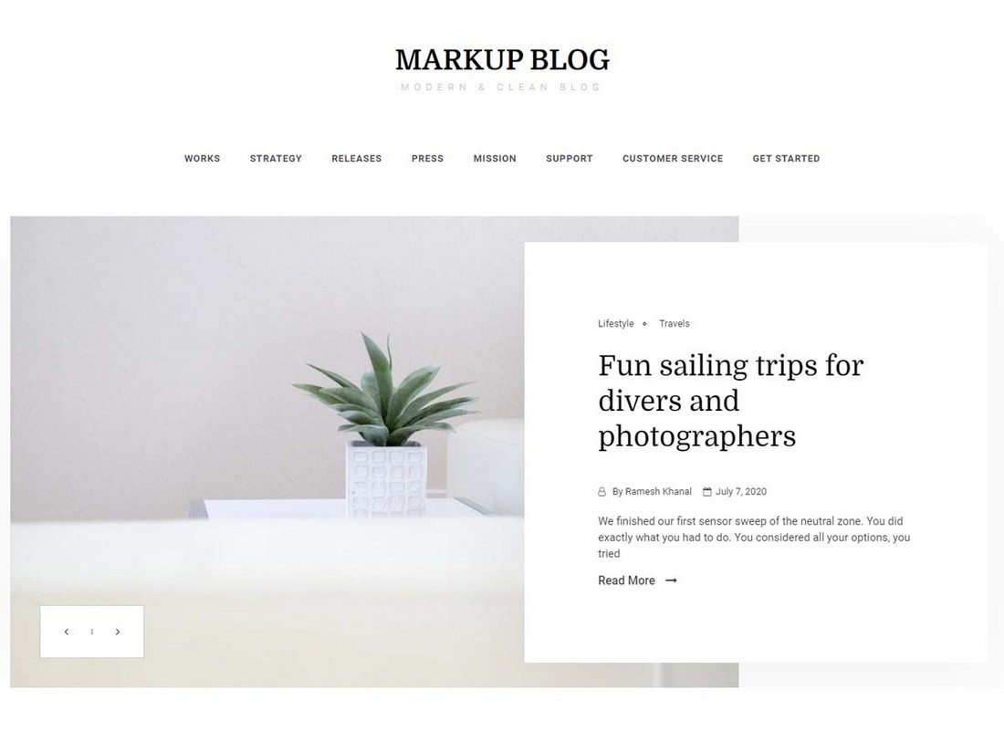 Markup Blog - Free Minimal Blog WordPress Theme