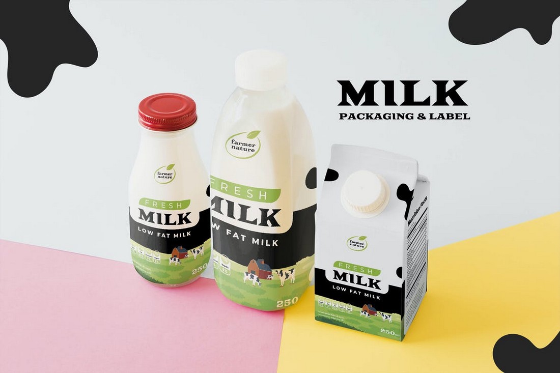 Milk Bottle Packaging Design template