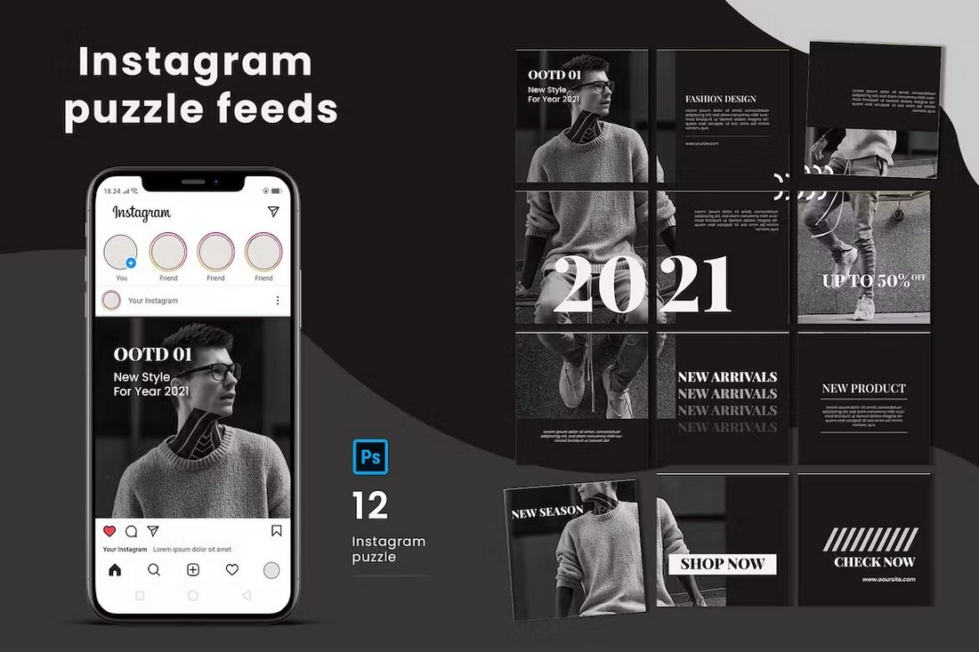 Minimal Fashion Instagram Puzzle Grid Template