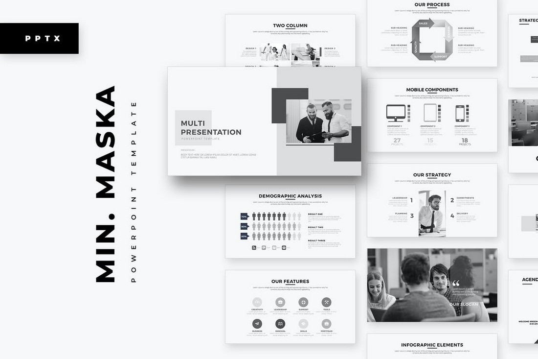 Minimal Maska - B&W PowerPoint Template