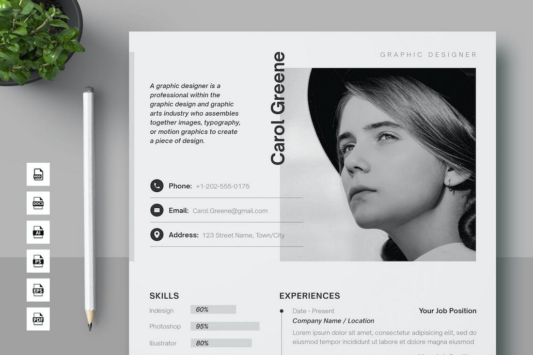 Minimal Resume Template for InDesign