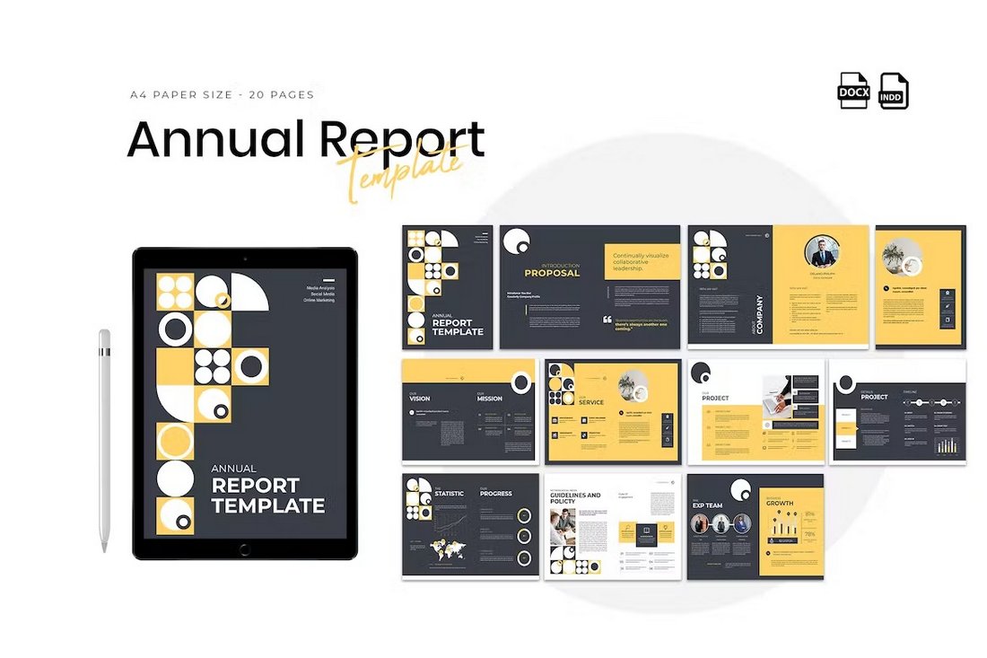 Modern Annual Report Template Word & InDesign