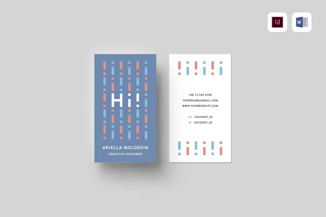 Modern Vertical Business Card Template for Word