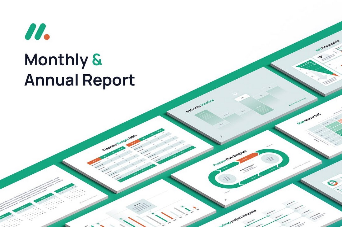 Monthly & Annual Report Powerpoint template