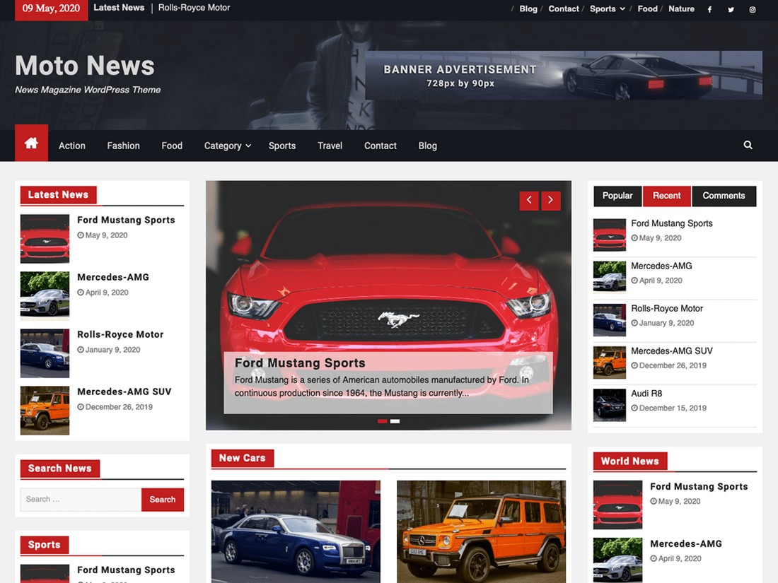 Moto News - Free WordPress Automobile News Theme