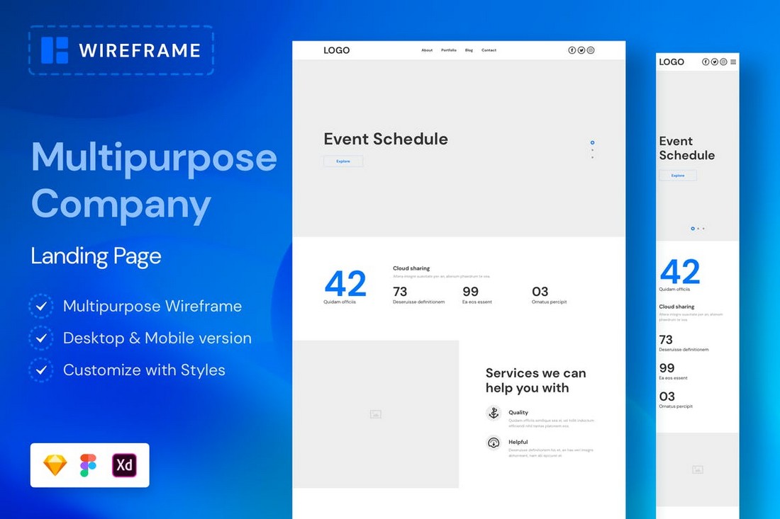 Multipurpose Company Figma Wireframe Template