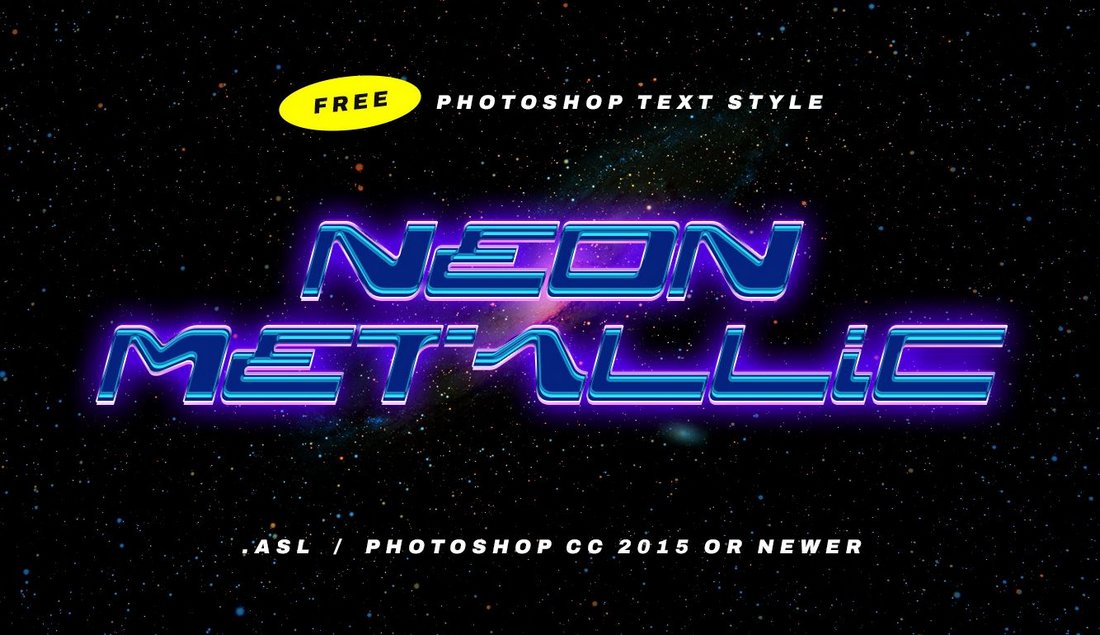 Neon Metallic Free Photoshop Text Effect