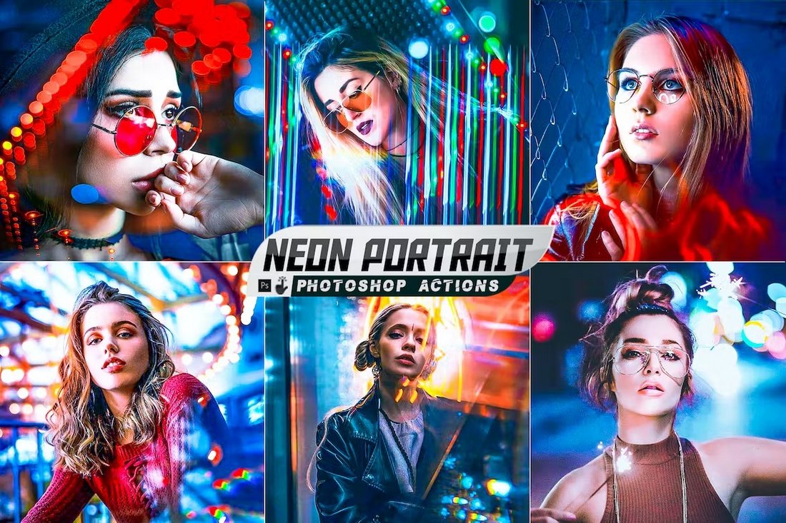 Neon Portrait Photoshop Actions