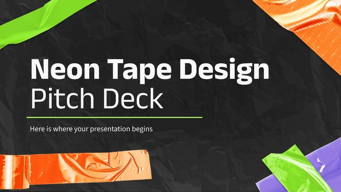 Neon Tape - Free PowerPoint Pitch Deck Template