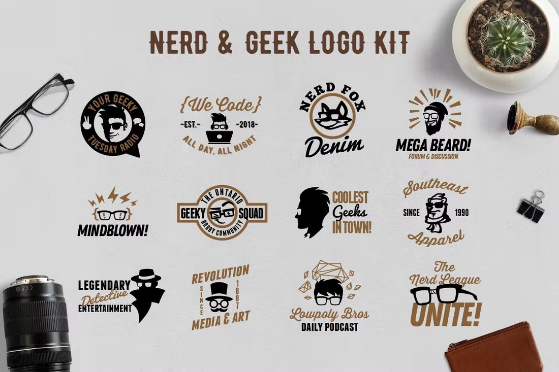 Nerd and Geek Badge Logo Templates