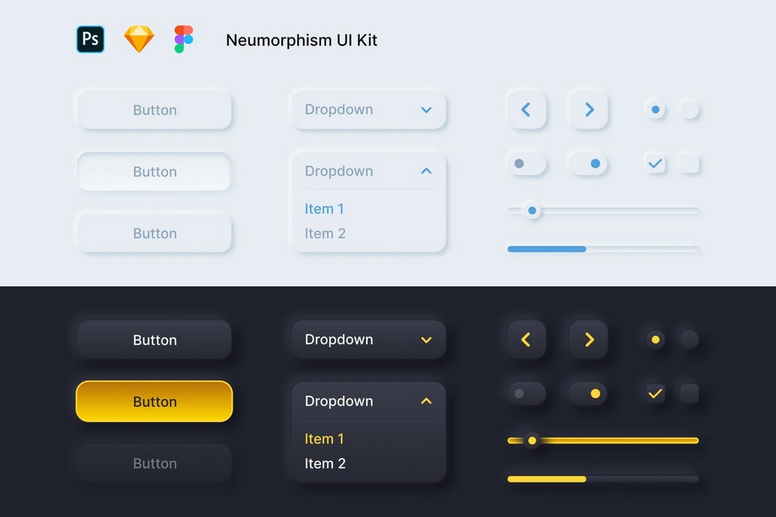 Neumorphism UI Kit for Sketch