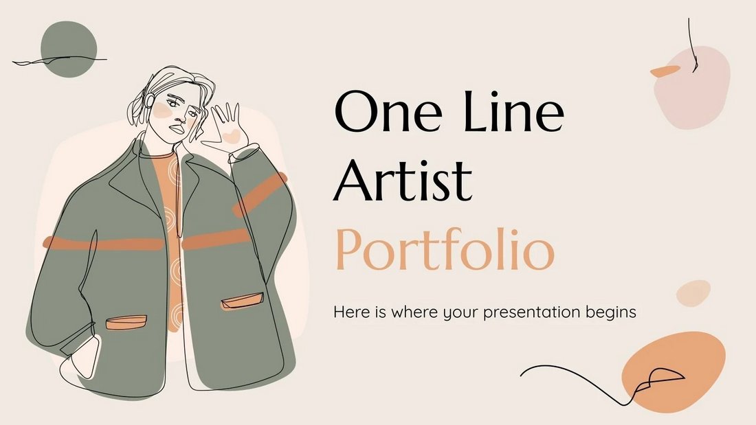 One Line Artist Free Google Slides Portfolio Template