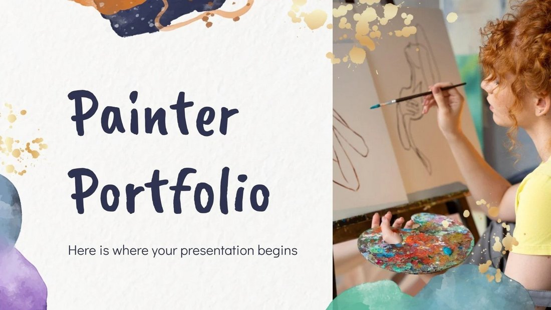 Painter Portfolio Free PowerPoint Template