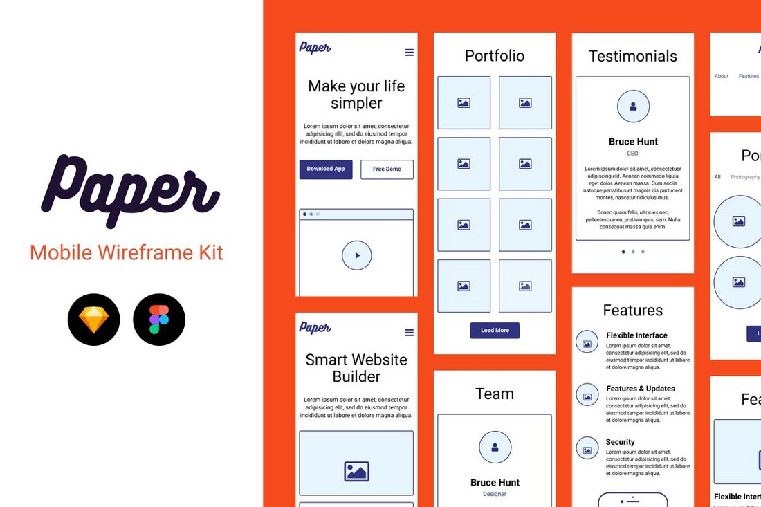 Paper - Mobile Wireframe Kit for Figma