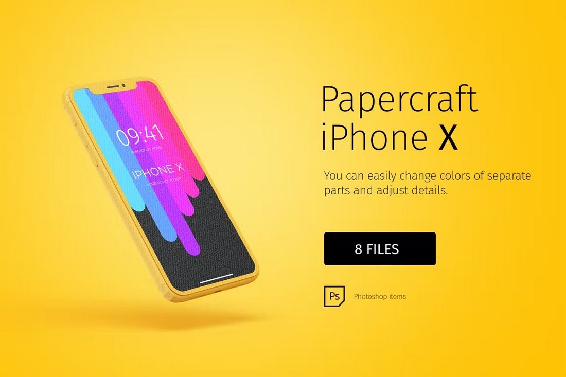 Papercraft iPhone Mockup Template