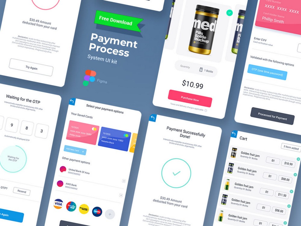 Payment Transaction Free Figma Mobile UI Kit