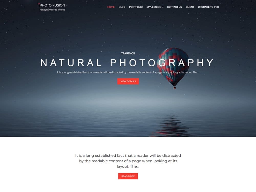 Photo Fusion - Free WordPress Photography Theme