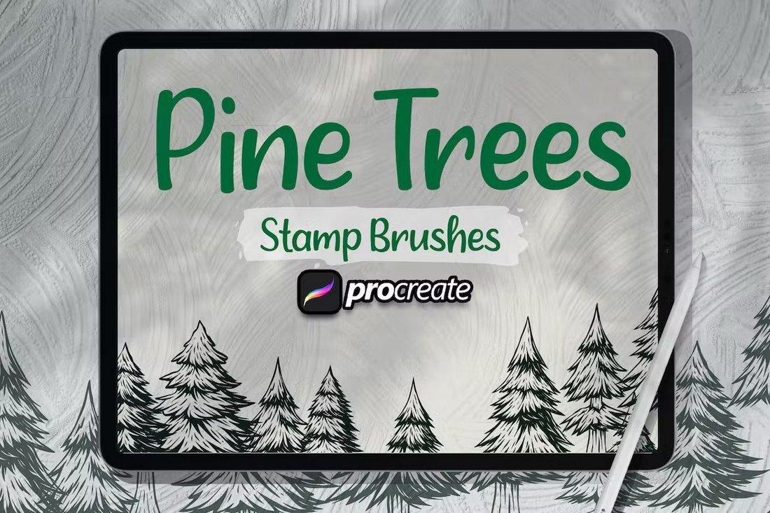 Pine Tree Stamp Brushes for Procreate