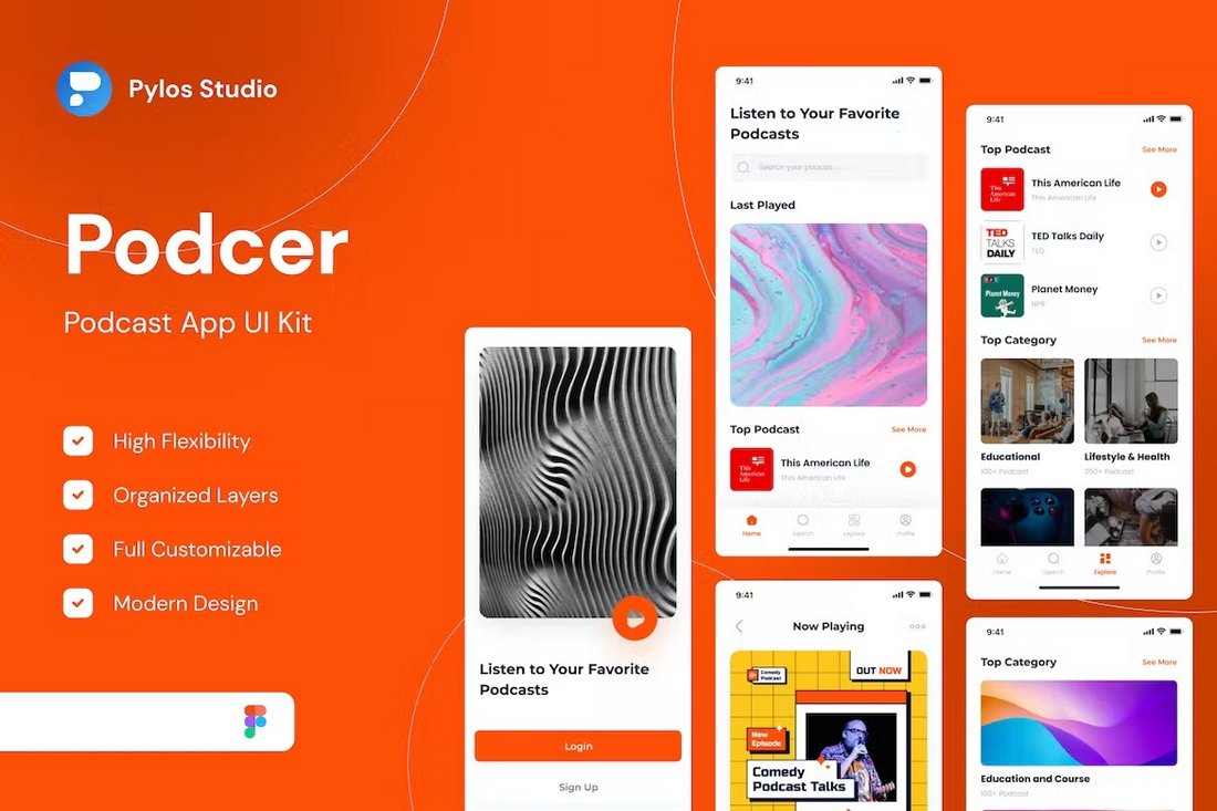 Podcer - Podcast App Figma UI Kits