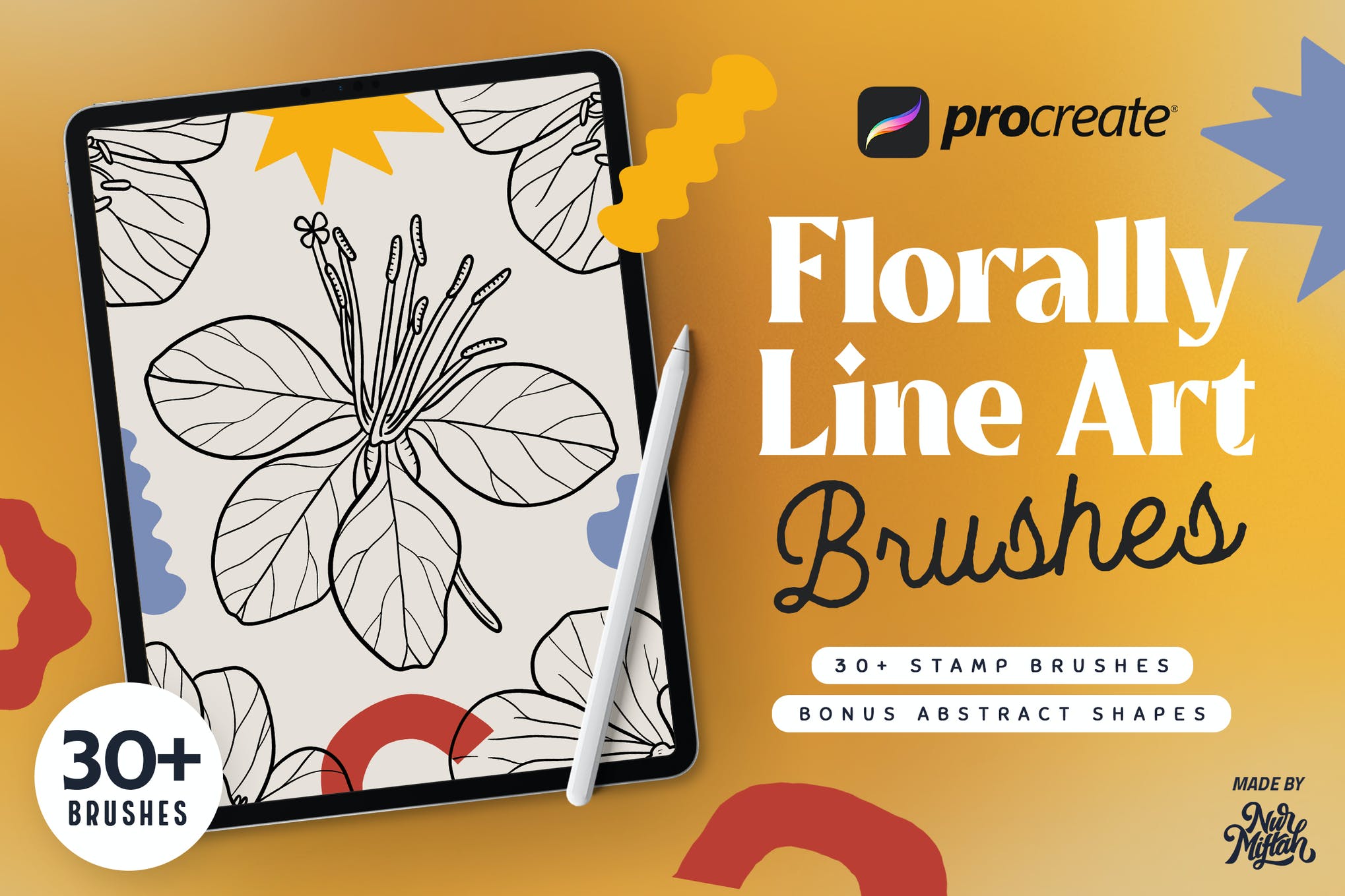 Procreate Florally Line Art Brushes