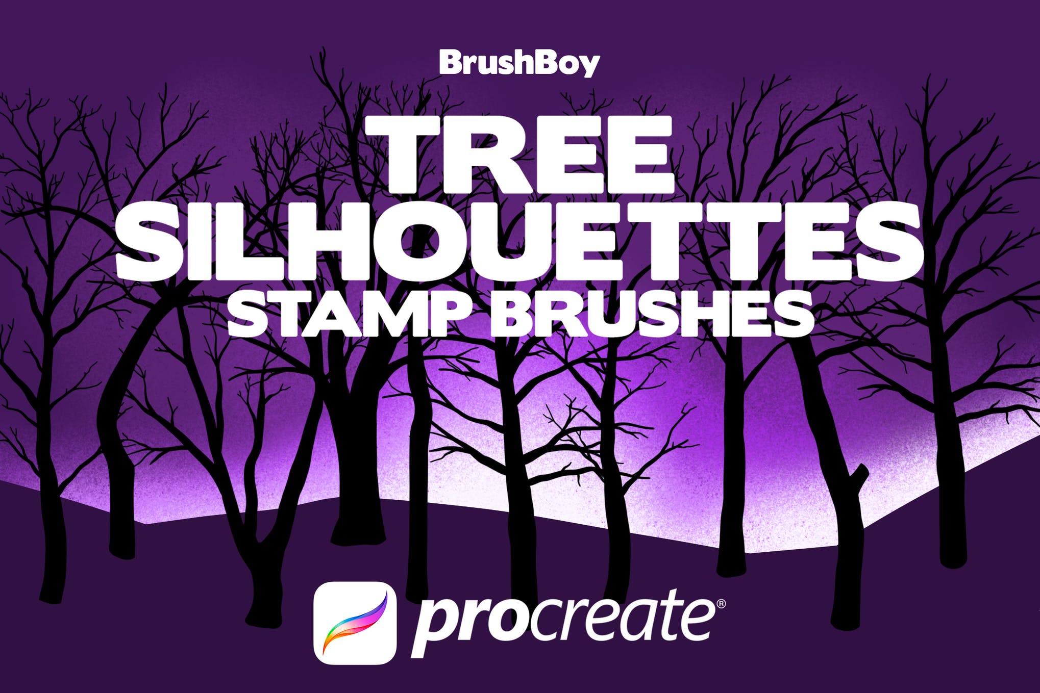 Procreate Tree Silhouette Stamp Brushes