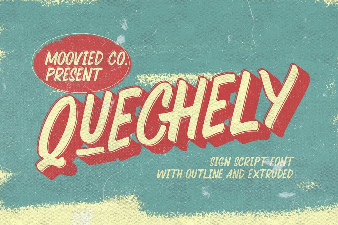 Quechely Sign - Retro Layered Font