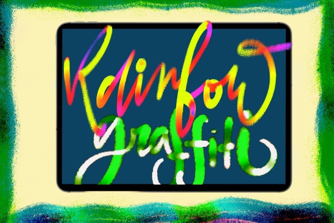 Rainbow Metallic Graffiti Procreate Brushes