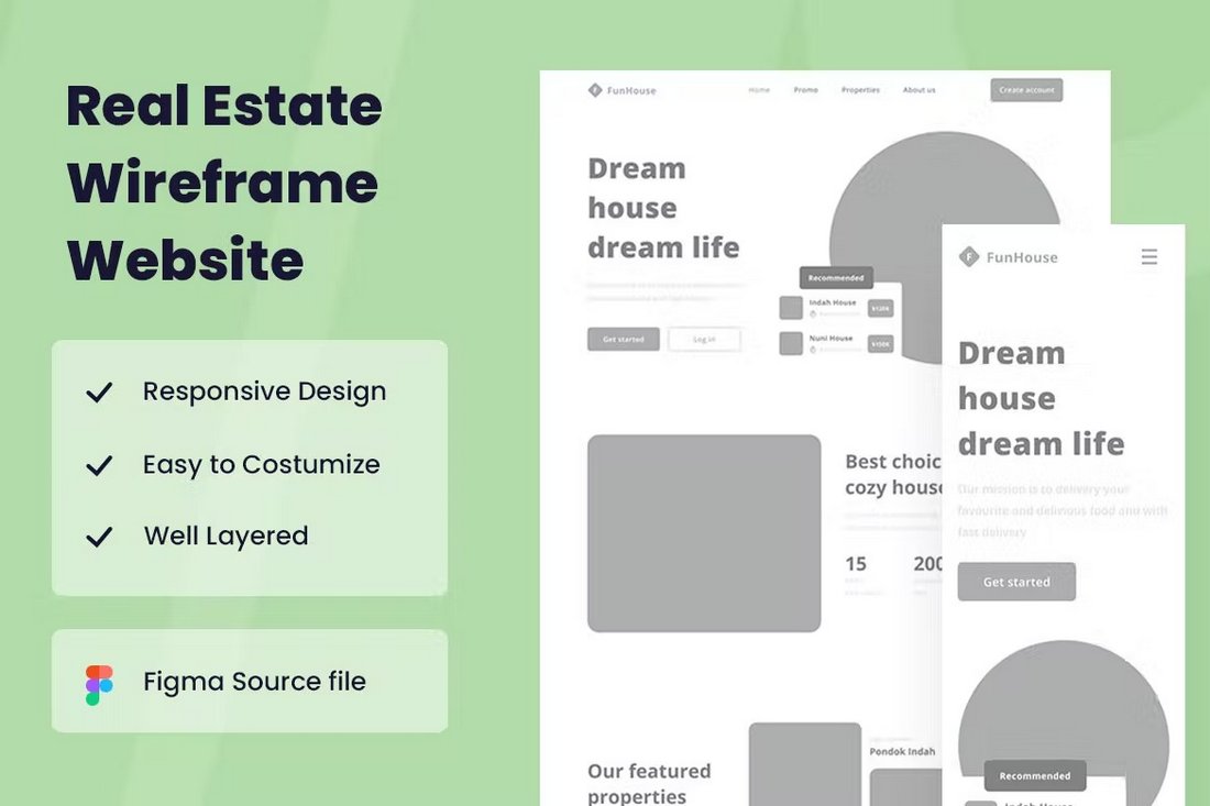 Real Estate Website Figma Wireframe Kit