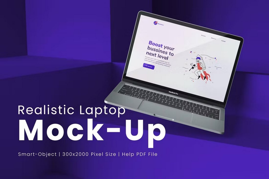 Realistic Editable Laptop Mockup Template