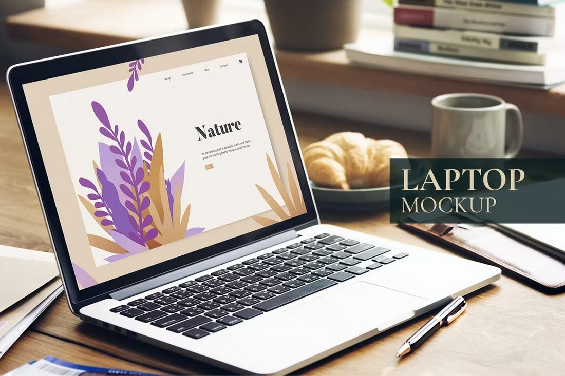 Realistic Workspace Laptop Mockup Template