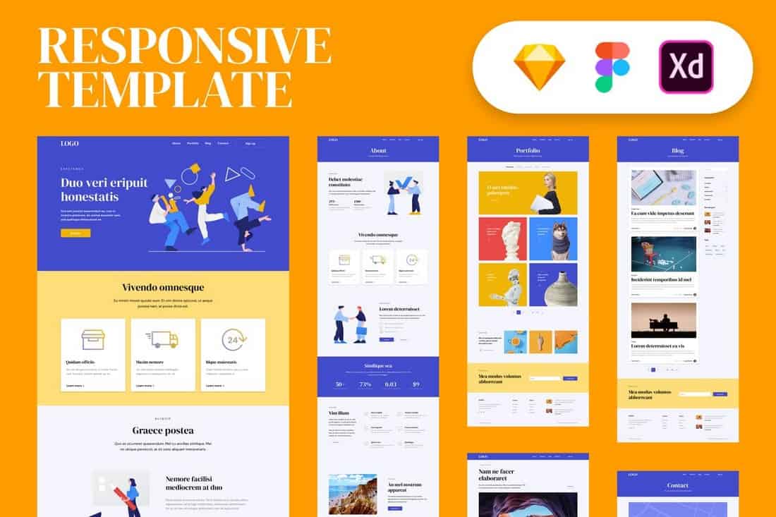 Responsive Website Sketch Template